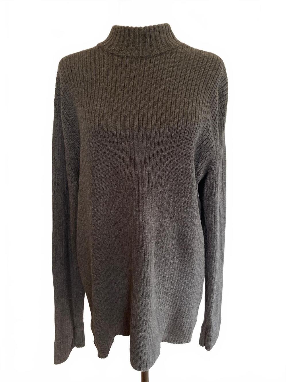 Armani Exchange AX Women's Charcoal Wool Blend Quarter Zip Mock Neck Sweater XL